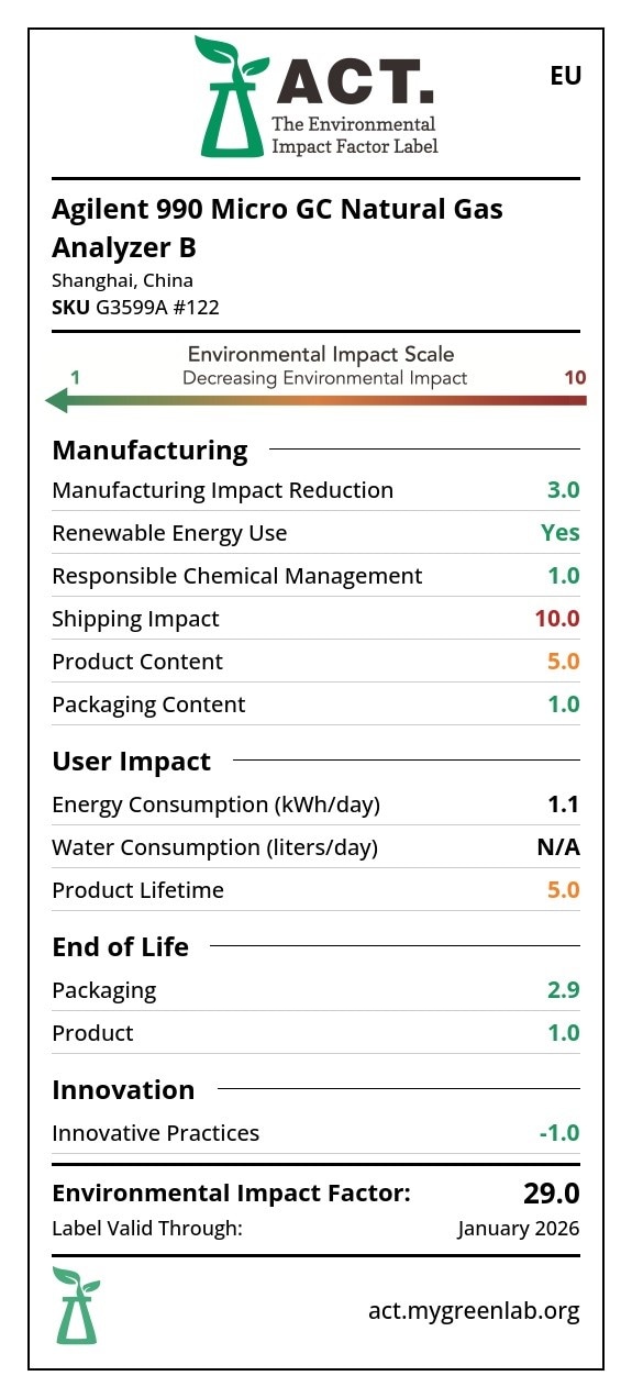 Agilent 990 Micro GC Natural Gas Analyzer B G3599A 122 EU